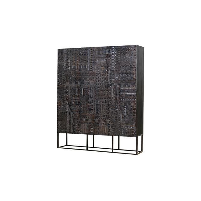 Schrank Holz, Eisen Braun 120x40x137cm