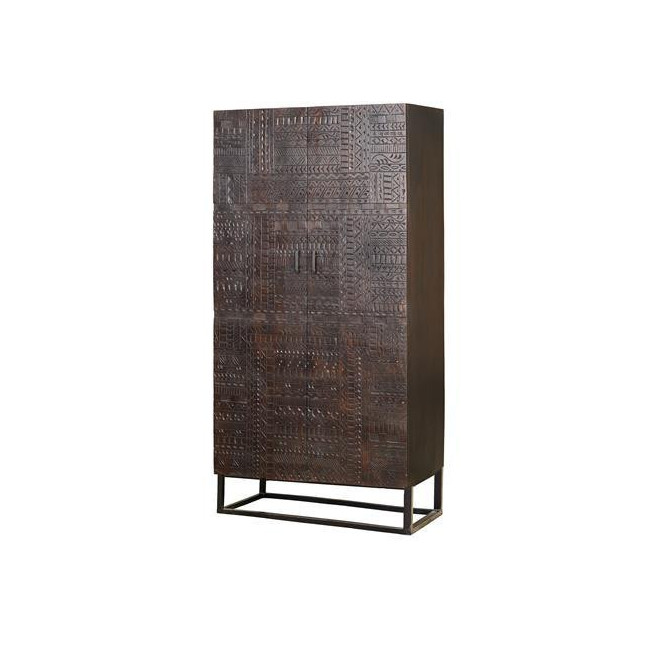 Wooden Wardrobe, Brown Iron 90x50x180cm