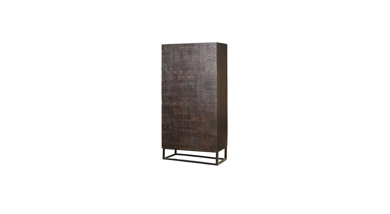 Wooden Wardrobe, Brown Iron 90x50x180cm