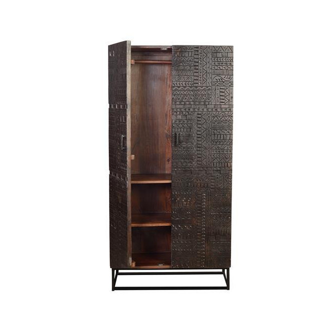 Wooden Wardrobe, Brown Iron 90x50x180cm