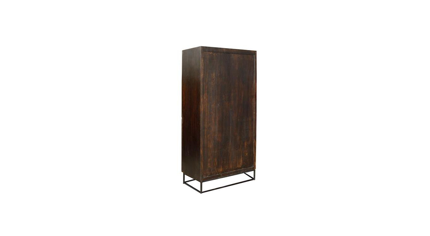 Wooden Wardrobe, Brown Iron 90x50x180cm