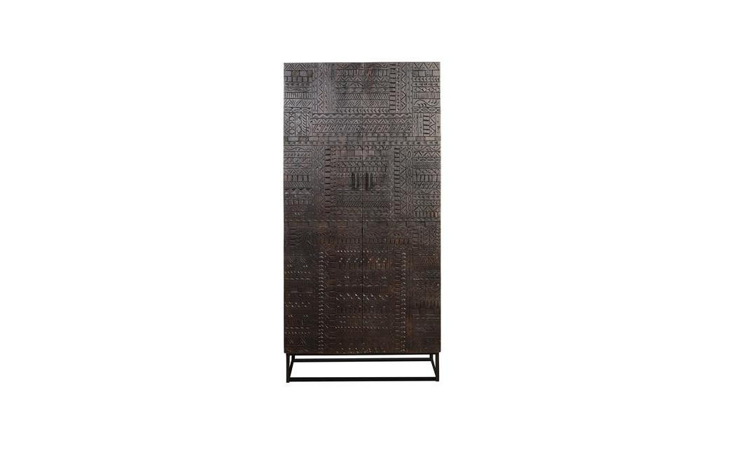 Wooden Wardrobe, Brown Iron 90x50x180cm