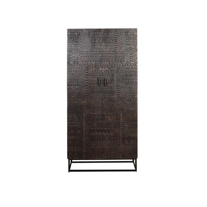 Wooden Wardrobe, Brown Iron 90x50x180cm
