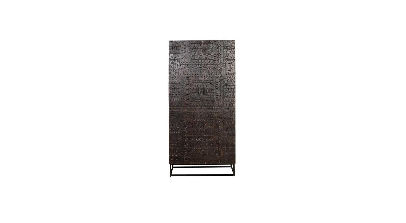Wooden Wardrobe, Brown Iron 90x50x180cm