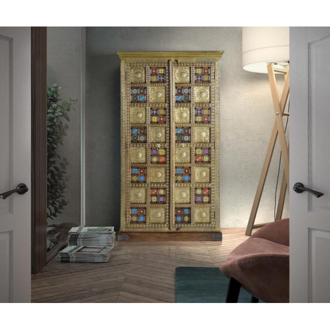 Armoire Bois, Bronze Or 100x45x180cm