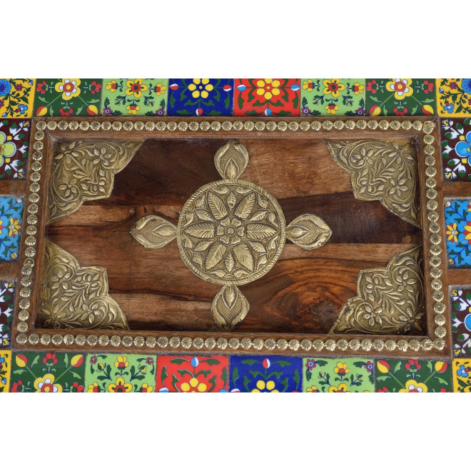 Table Basse Bois, Bronze Or 120x60x45cm