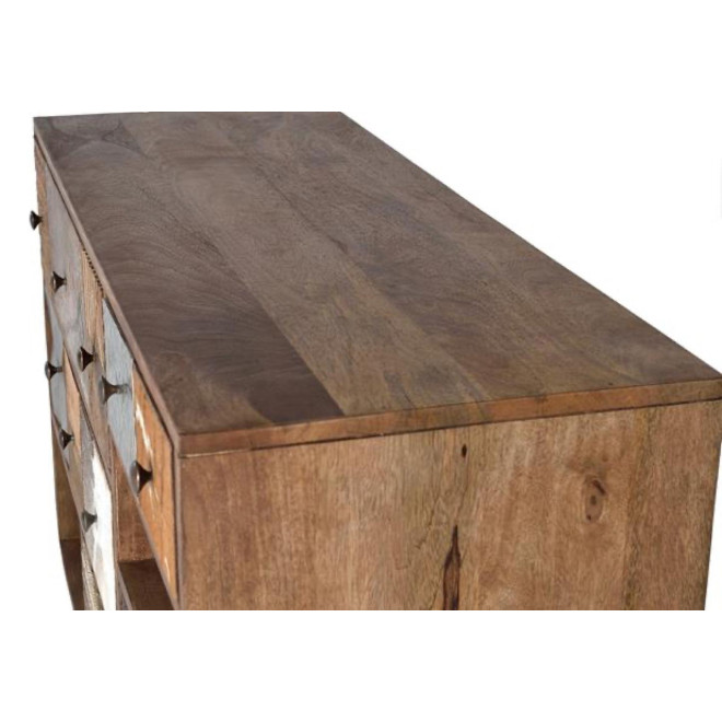 Truhe 11 Schubladen Holz Braun 160x40x76cm