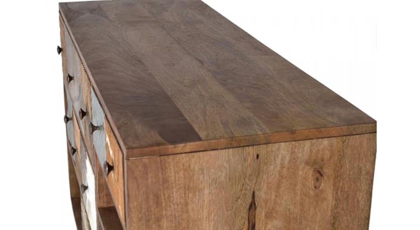 Truhe 11 Schubladen Holz Braun 160x40x76cm