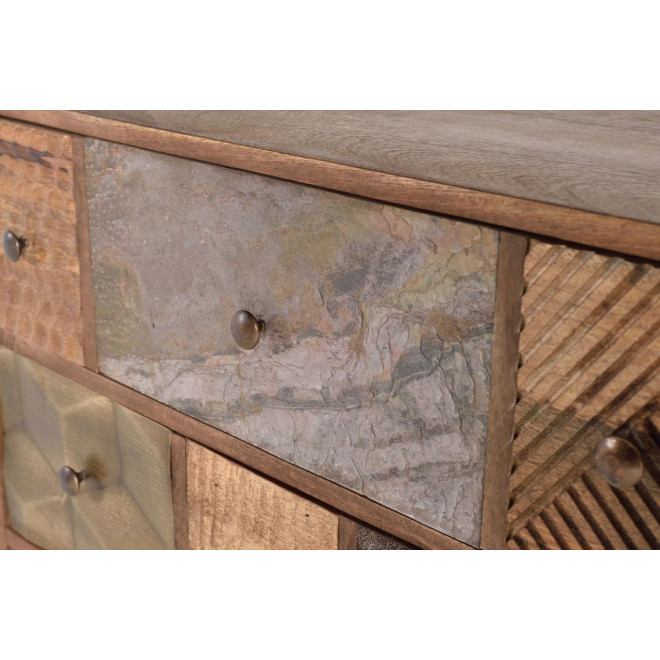 Truhe 11 Schubladen Holz Braun 160x40x76cm