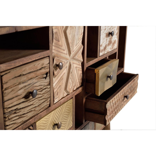 Truhe 11 Schubladen Holz Braun 160x40x76cm