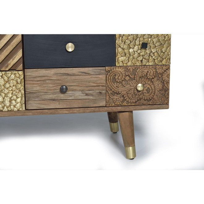 Buffet 4 Tiroirs Bois Marron 150x40x80cm