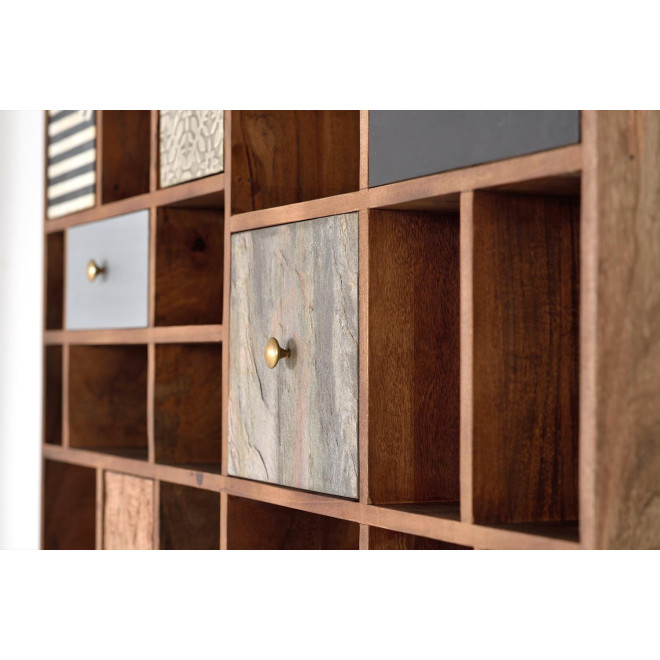 Bibliothèque 7 Tiroirs Bois Marron 115x30x200cm