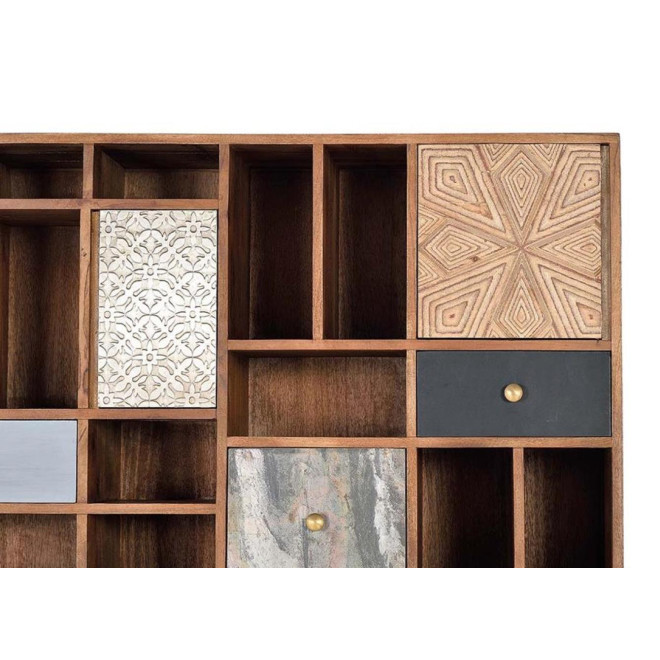 Bücherregal mit 7 Schubladen Holz Braun 115x30x200cm