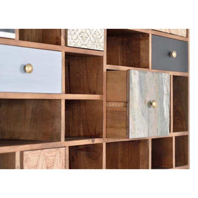 Bibliothèque 7 Tiroirs Bois Marron 115x30x200cm