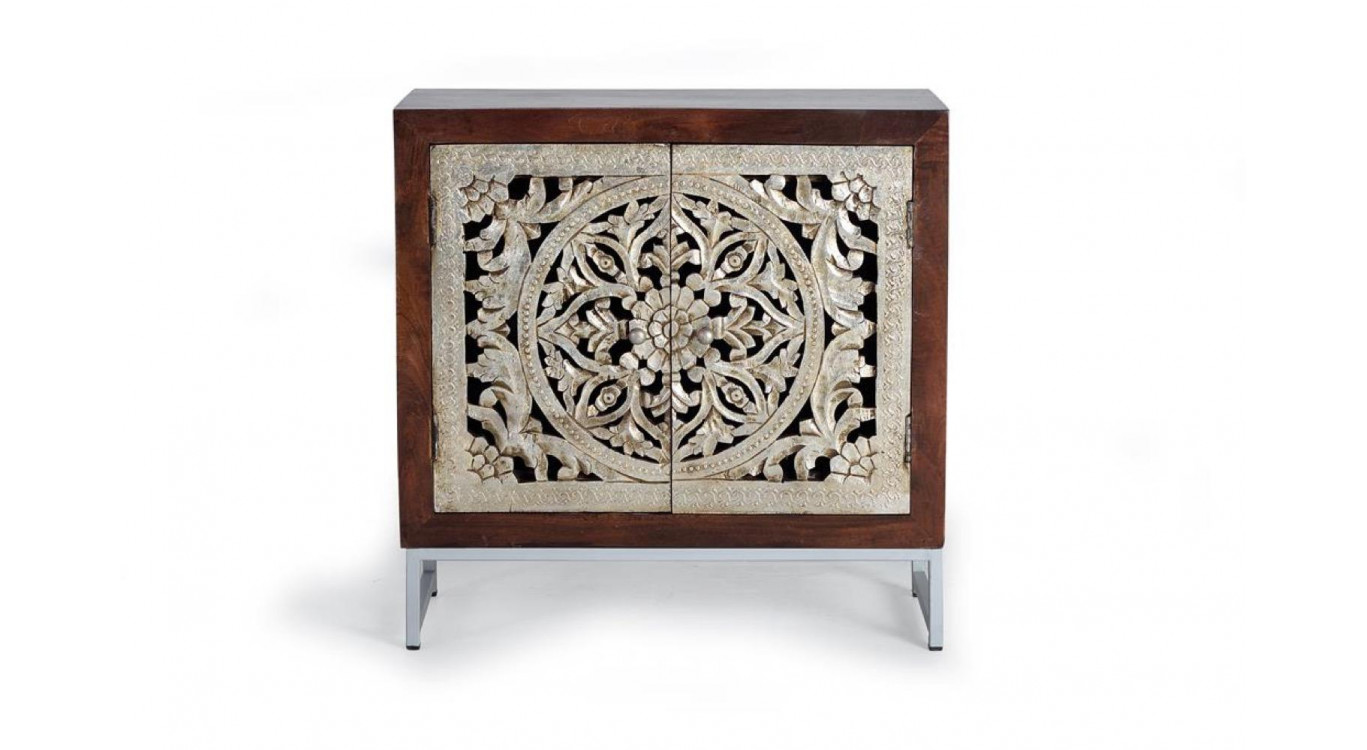 Anrichte Holz, Eisen Braun 80x35x80cm