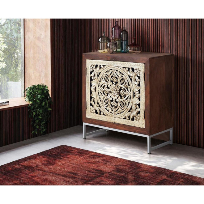 Buffet Bois, Fer Marron 80x35x80cm