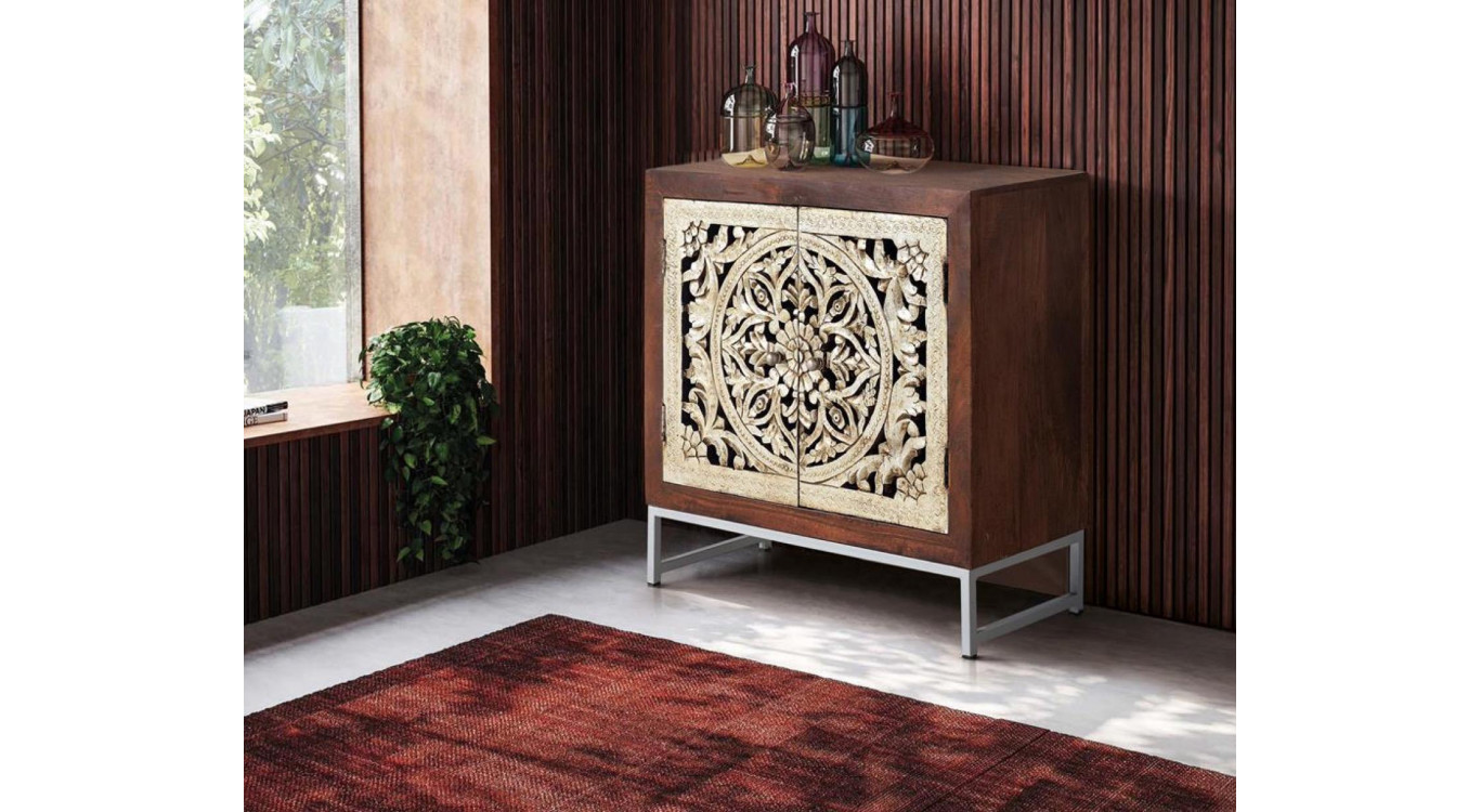 Anrichte Holz, Eisen Braun 80x35x80cm