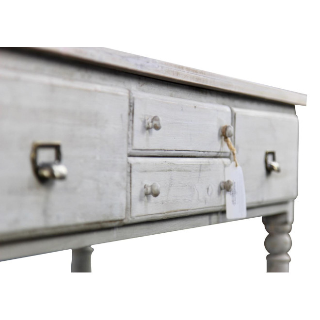 Meuble Console Drapier Bois 4 Tiroirs Cerusé Blanc 183x50x87cm