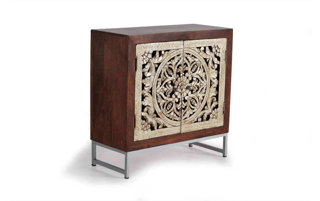 Anrichte Holz, Eisen Braun 80x35x80cm