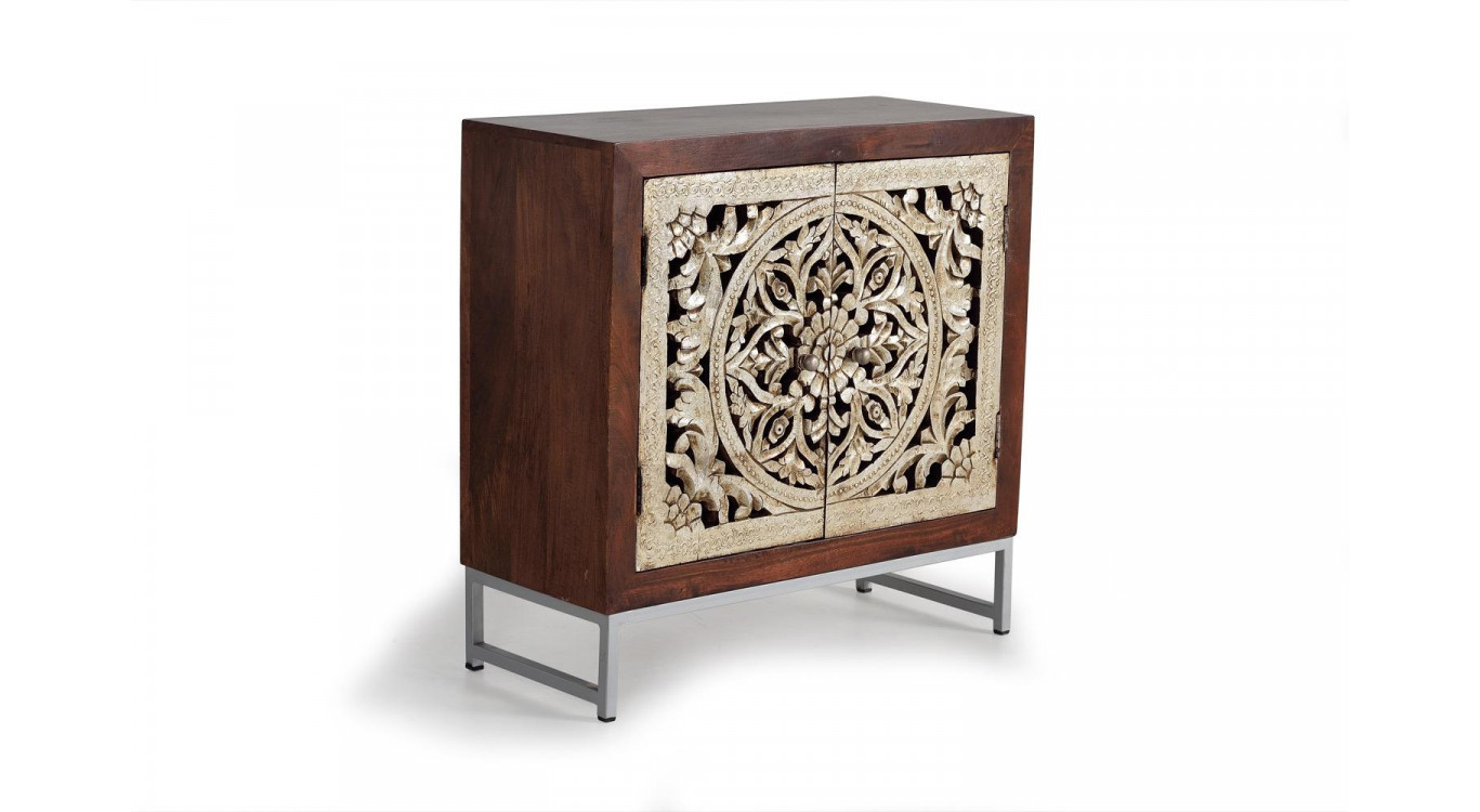 Anrichte Holz, Eisen Braun 80x35x80cm