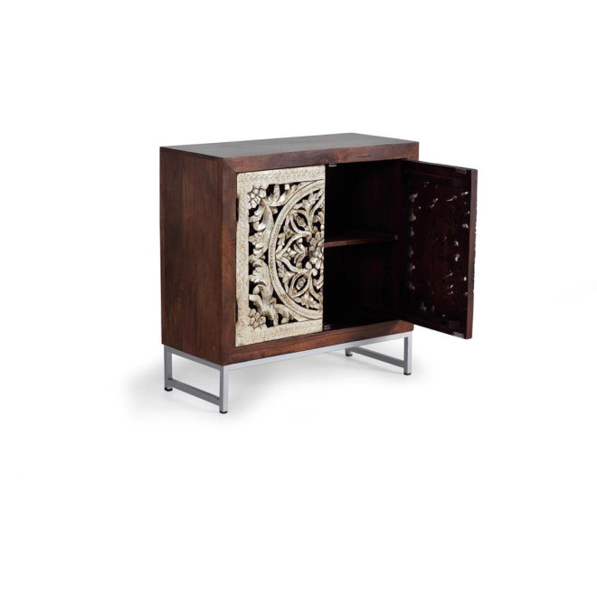 Anrichte Holz, Eisen Braun 80x35x80cm