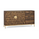 Buffet de 3 cajones de madera y hierro marrón 145x40x77cm