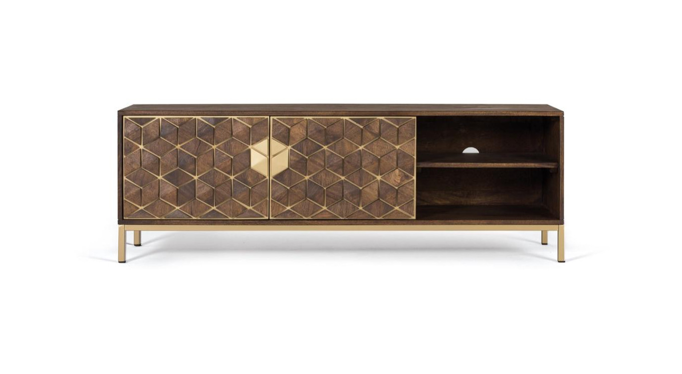 TV-Möbel Holz und Eisen Braun 145x40x50cm