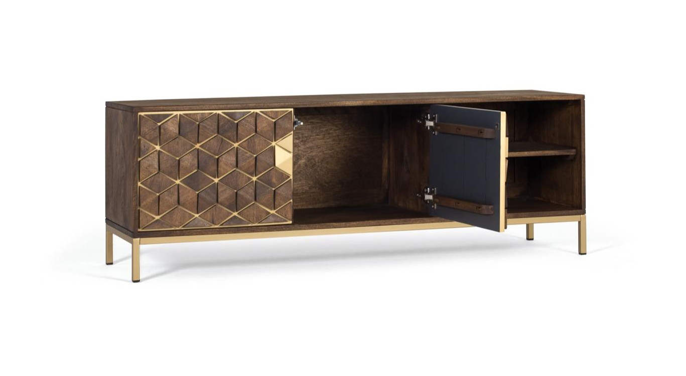 TV-Möbel Holz und Eisen Braun 145x40x50cm