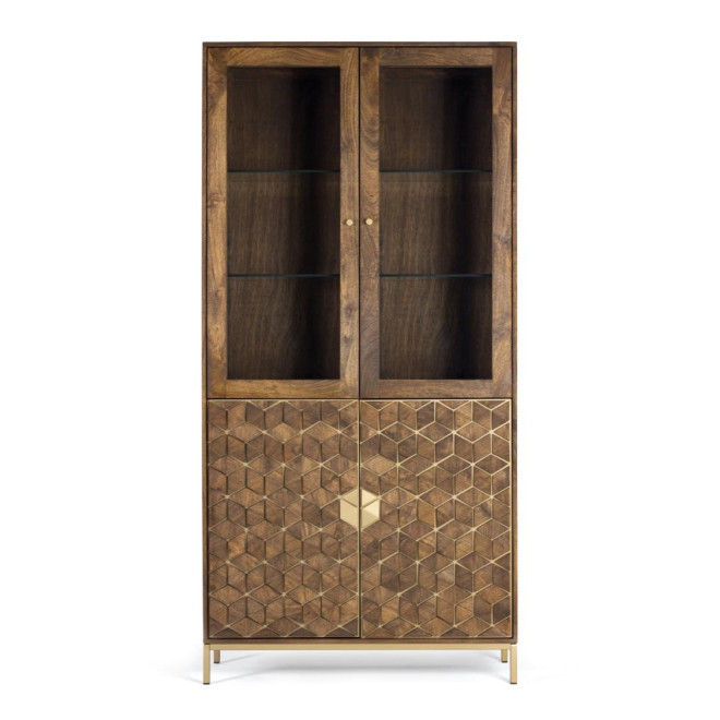 Vaisselier Holz und Eisen Braun 100x40x200cm