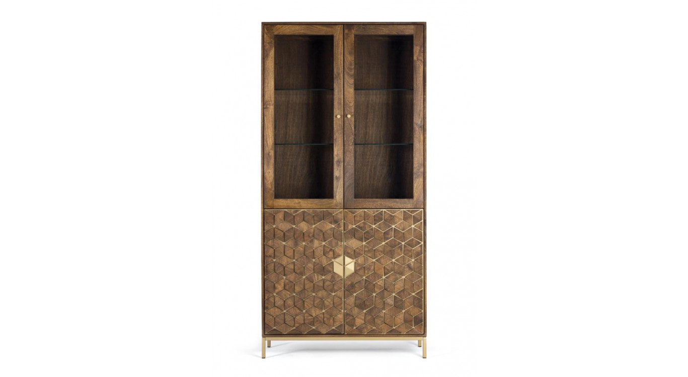 Vaisselier Holz und Eisen Braun 100x40x200cm