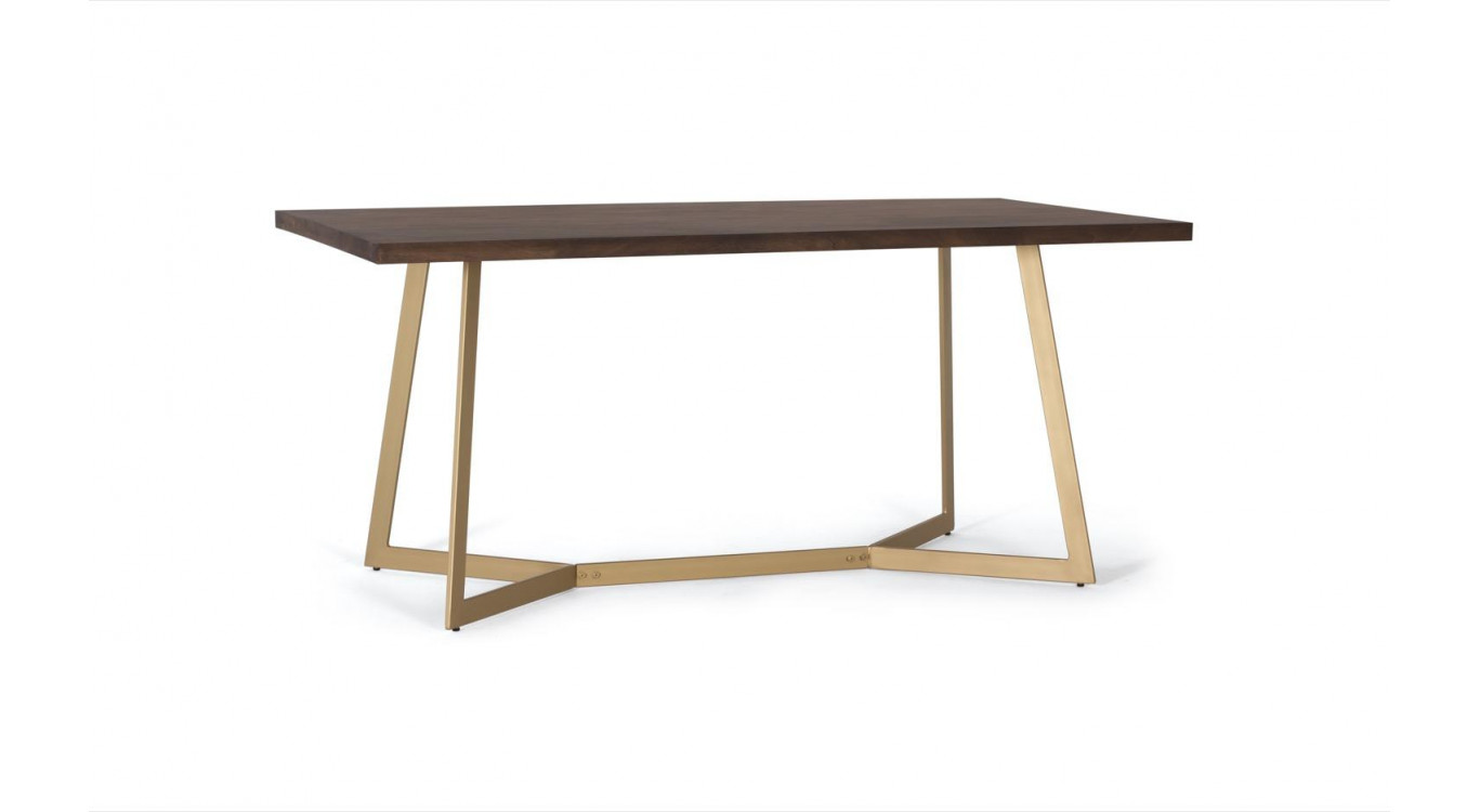 Table à Manger Bois et Fer Marron 170x90x76cm