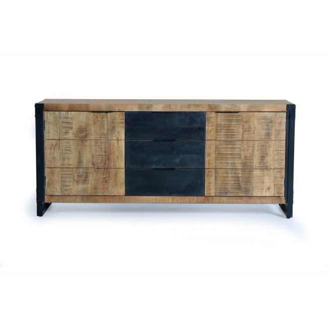 Truhe mit 3 Schubladen Holz und EisenBraun 180x45x80cm