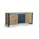 Truhe mit 3 Schubladen Holz und Eisen Braun 180x45x80cm