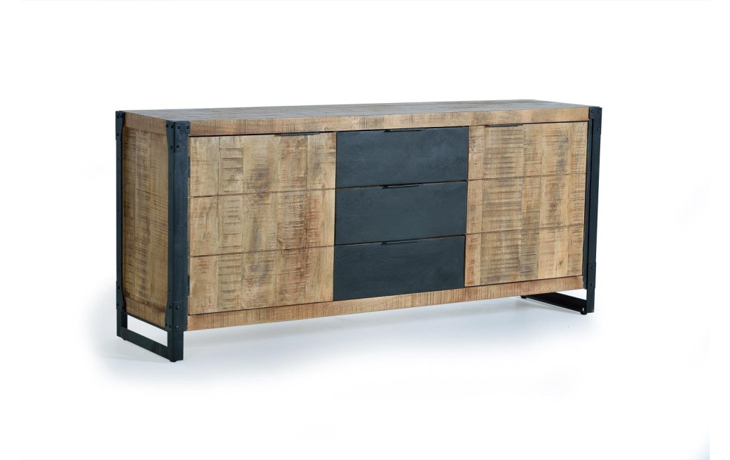 Truhe mit 3 Schubladen Holz und EisenBraun 180x45x80cm