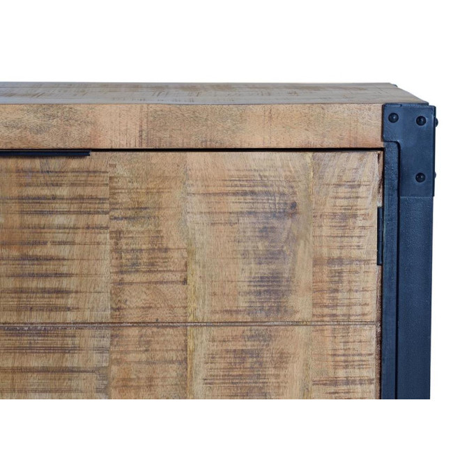 Bahut 3 Tiroirs Bois et FerMarron 180x45x80cm
