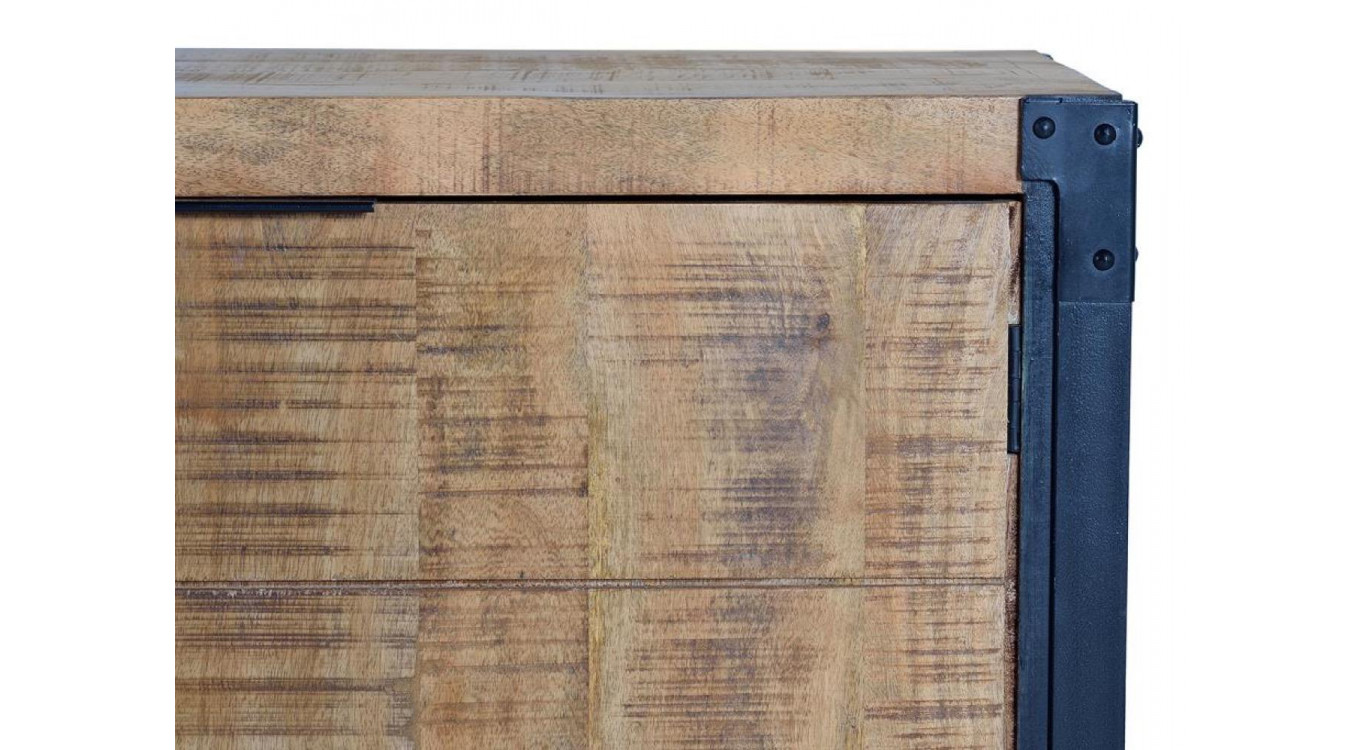Truhe mit 3 Schubladen Holz und EisenBraun 180x45x80cm