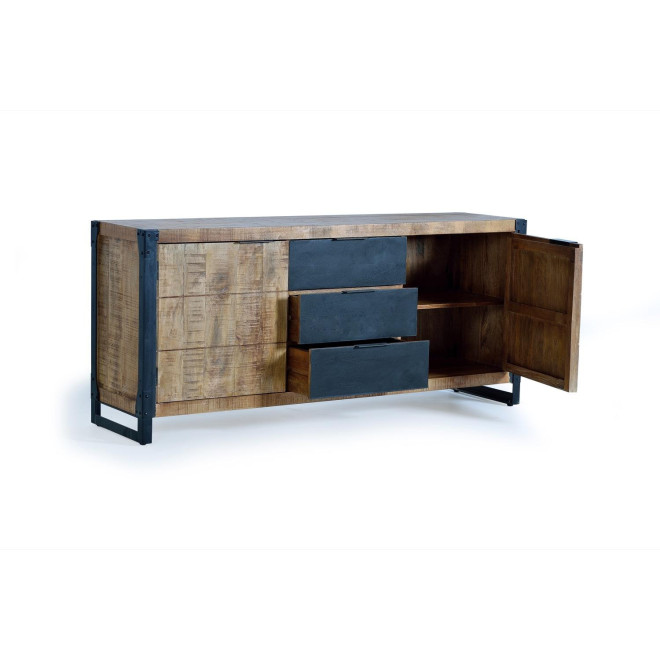 Truhe mit 3 Schubladen Holz und EisenBraun 180x45x80cm