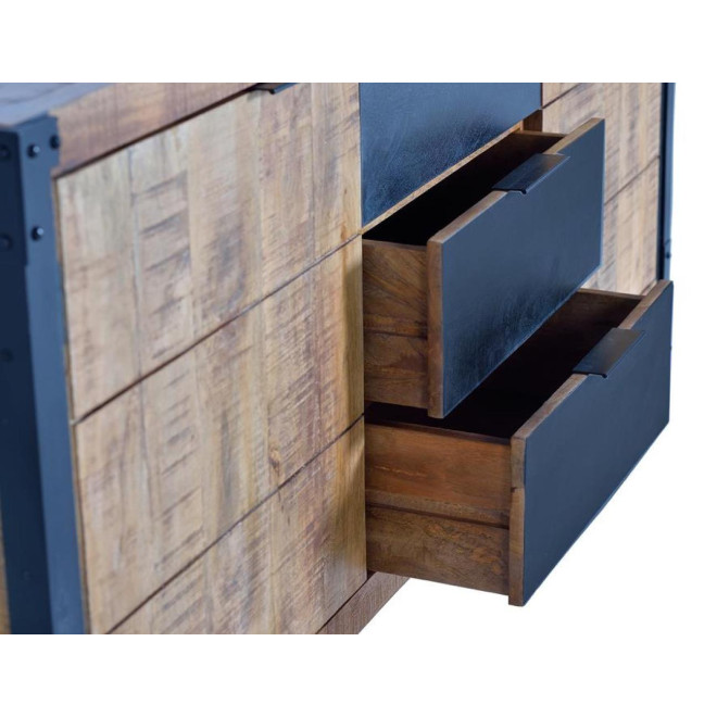 Truhe mit 3 Schubladen Holz und EisenBraun 180x45x80cm