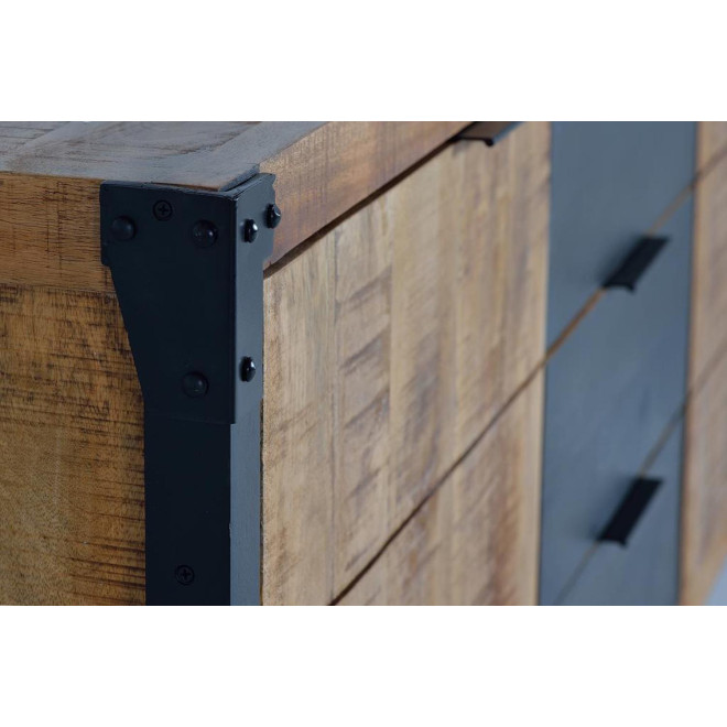 Truhe mit 3 Schubladen Holz und EisenBraun 180x45x80cm