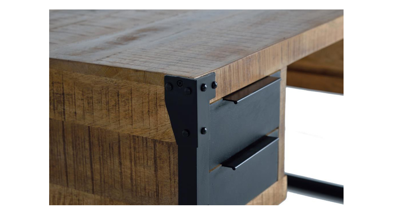 Schreibtisch 4 Schubladen Holz und EisenBraun 135x70x76cm