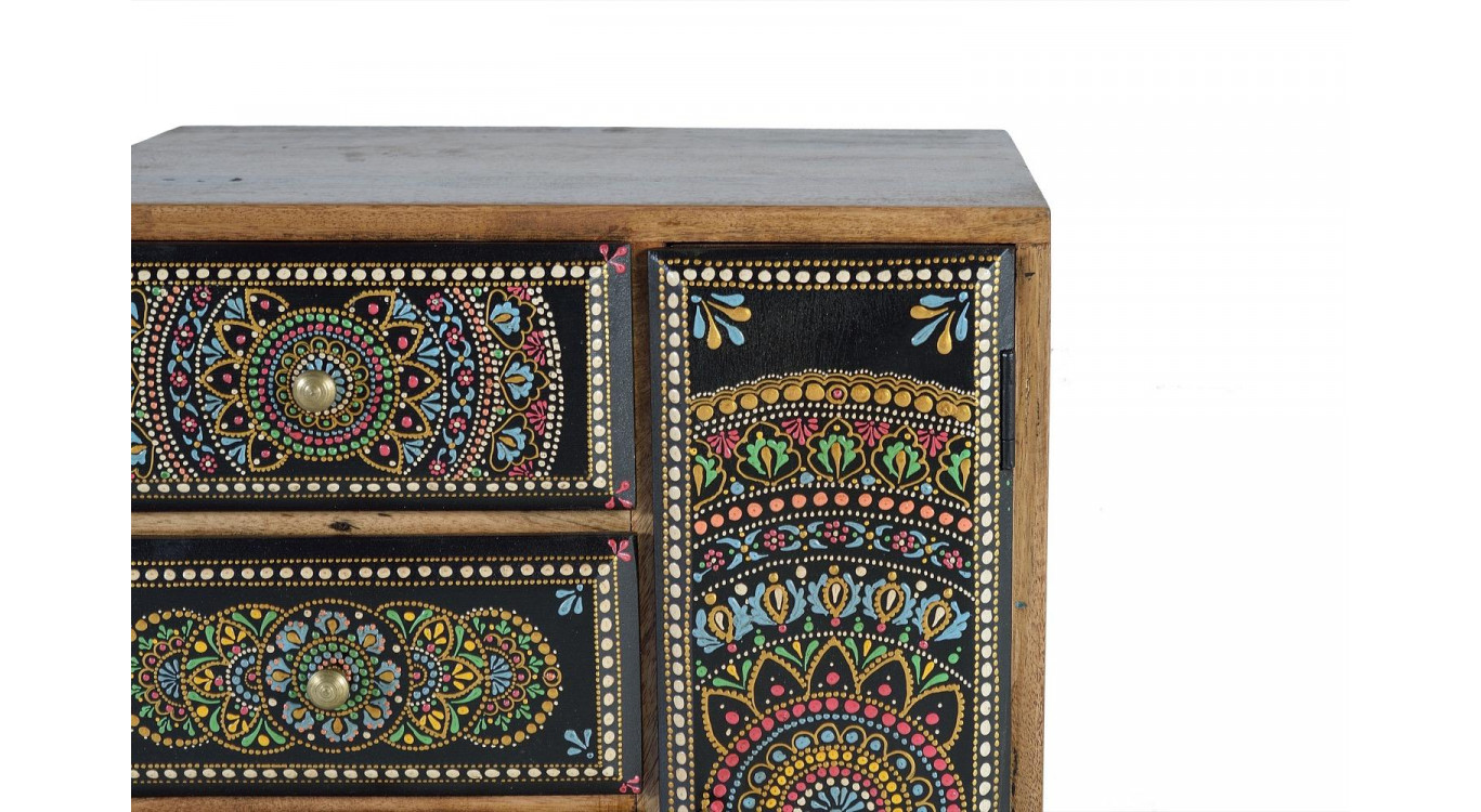 Table de Chevet 4 Tiroirs Bois Marron 45x30x60cm