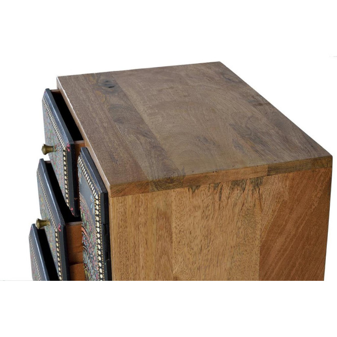 Table de Chevet 4 Tiroirs Bois Marron 45x30x60cm