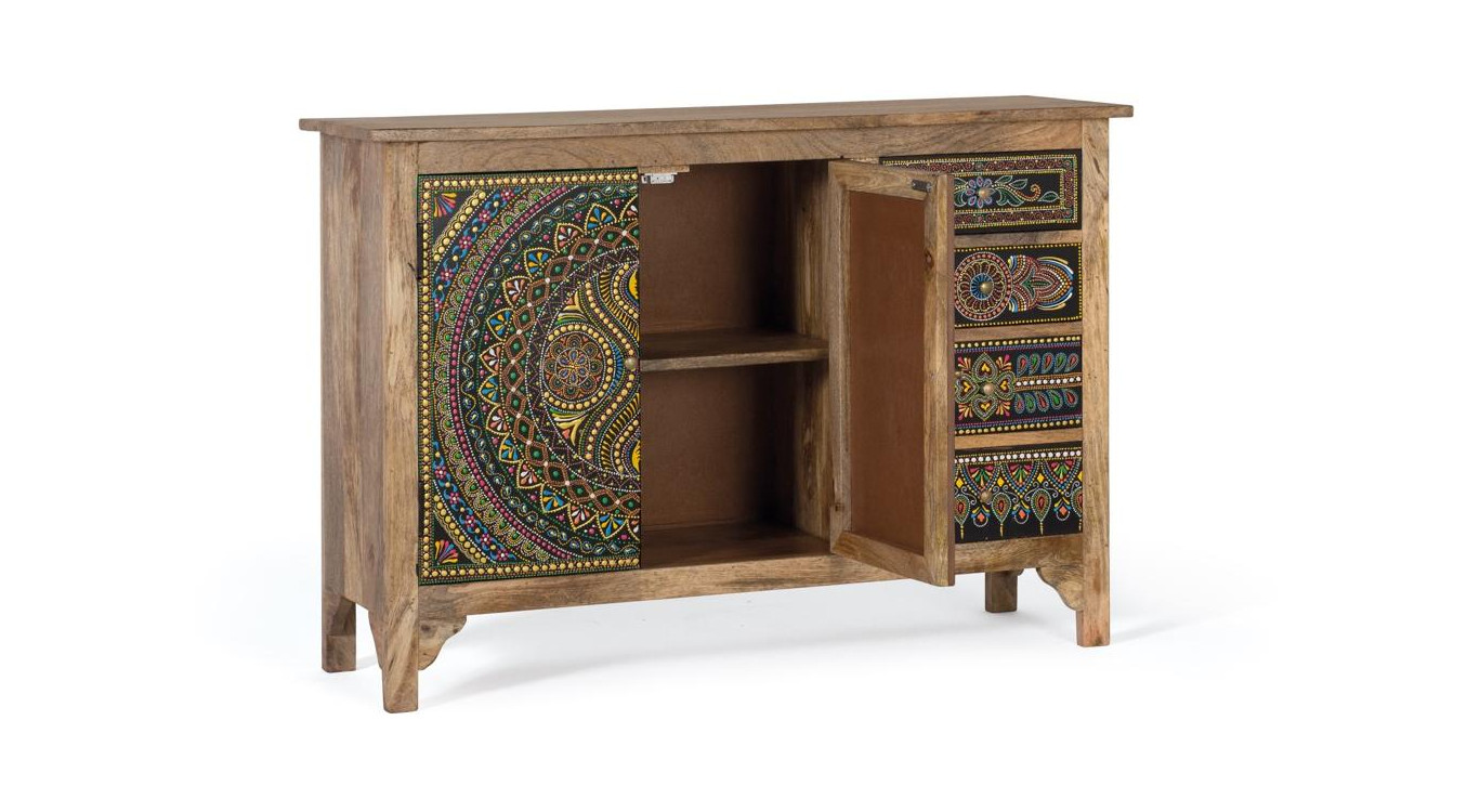 Anrichte mit 4 Schubladen Holz Braun 107x35x73cm
