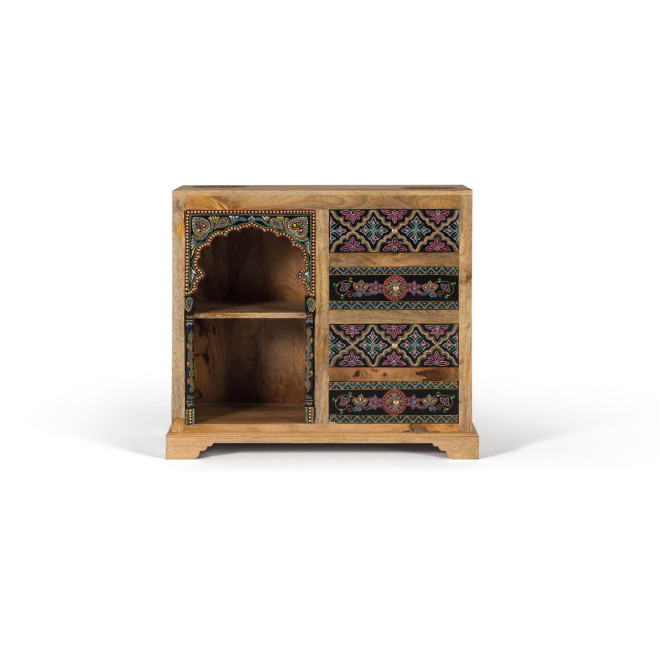 Buffet 4 Tiroirs Bois Marron 88x35x79cm