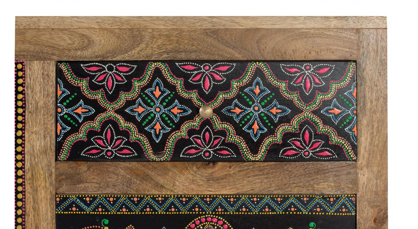 Buffet 4 Tiroirs Bois Marron 88x35x79cm