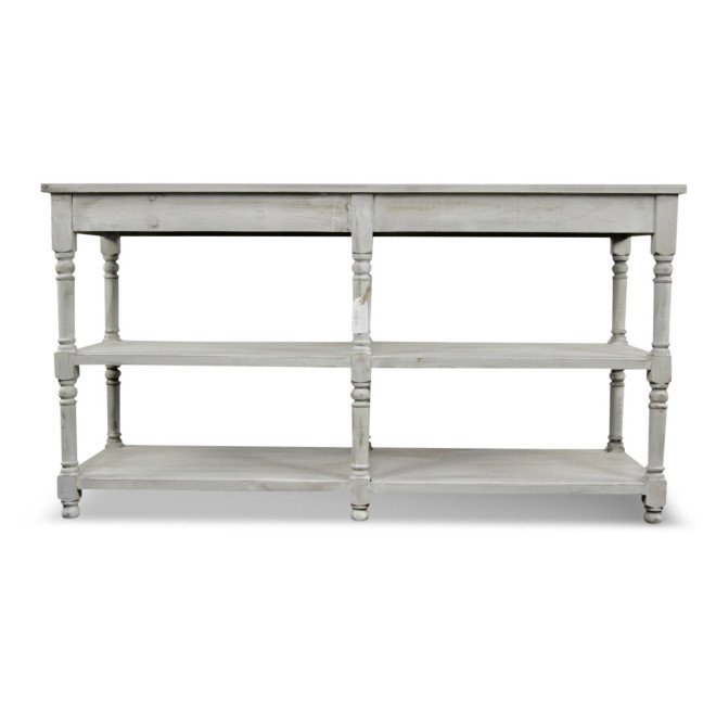 Meuble Console Drapier Bois Cerusé Blanc 162x54x87cm