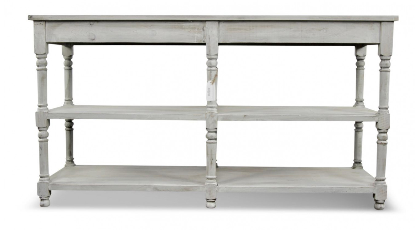 Konsolenmöbel Drapier Holz Cerusé Weiß 162x54x87cm