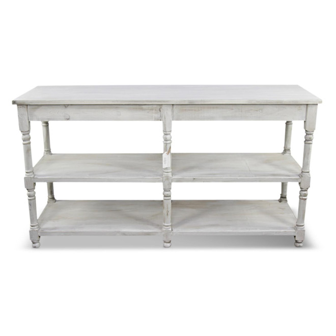 Meuble Console Drapier Bois Cerusé Blanc 162x54x87cm