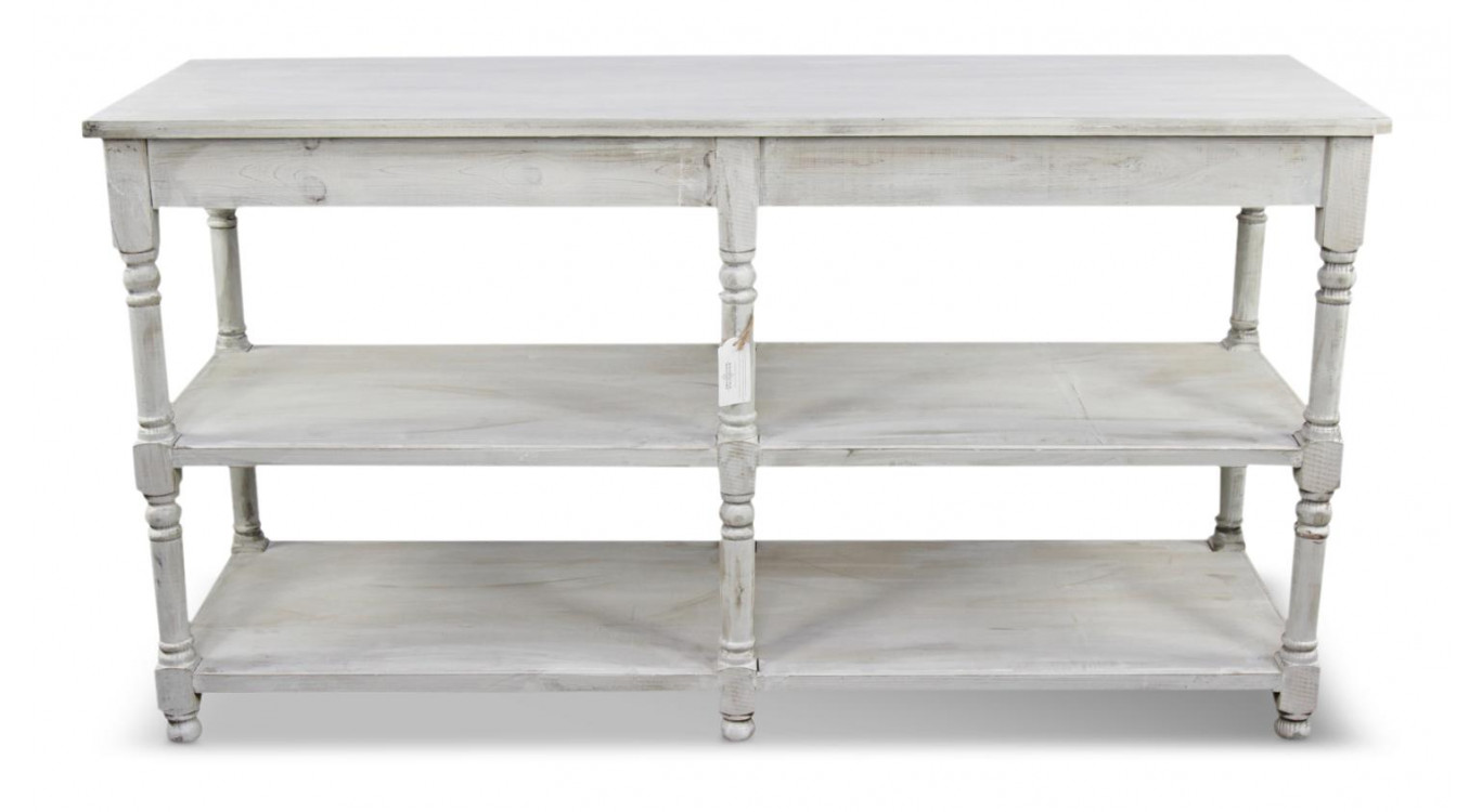 Konsolenmöbel Drapier Holz Cerusé Weiß 162x54x87cm