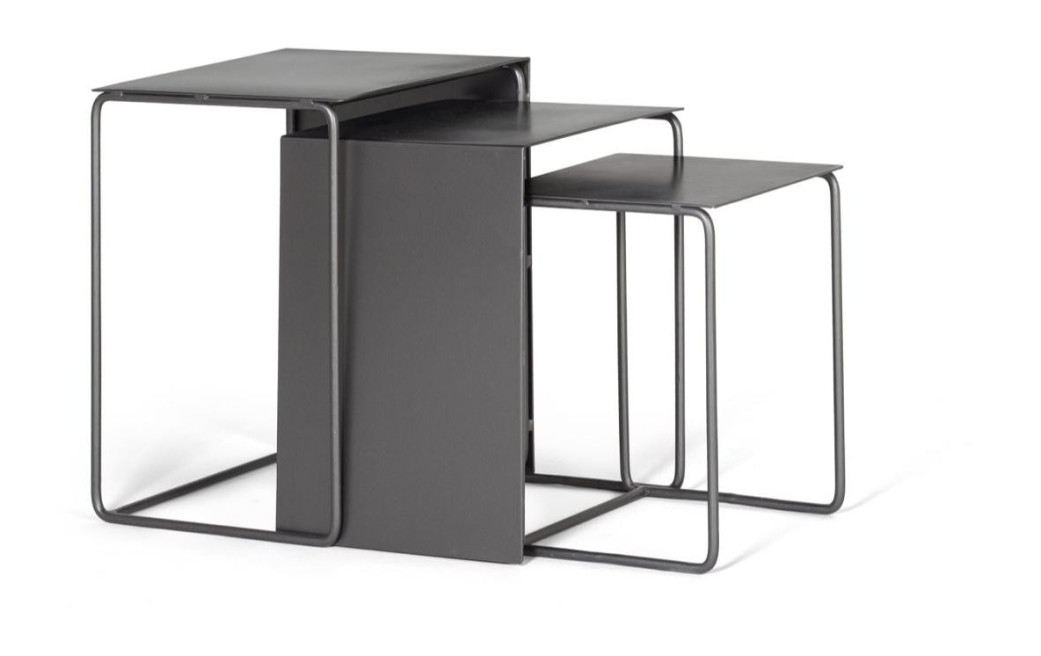 Lot De 3 Sellettes Fer Noir 36x101x50cm